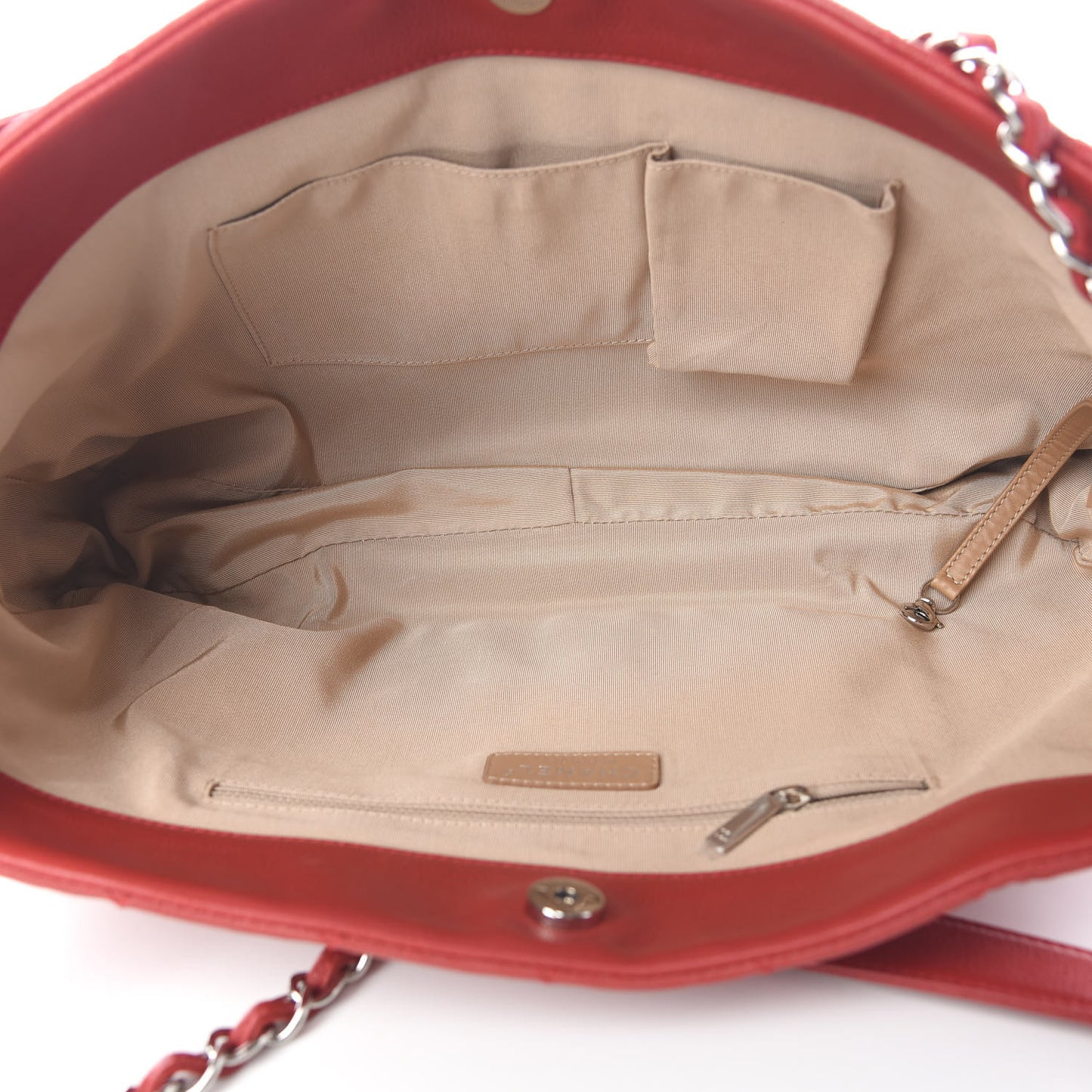 Caviar Quilted Expandable Zip Shoulder Bag Red