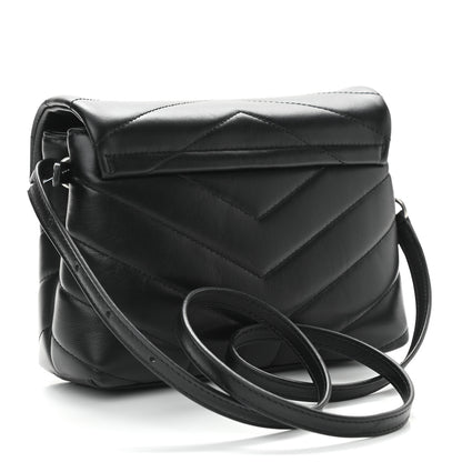 Saint Laurent Calfskin Y Quilted Monogram Toy Loulou Crossbody Bag Black 3 of 11