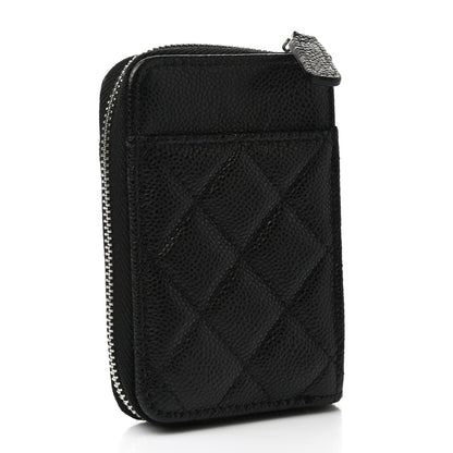 Chanel Caviar Quilted Zip Card Holder Black 3 of 8