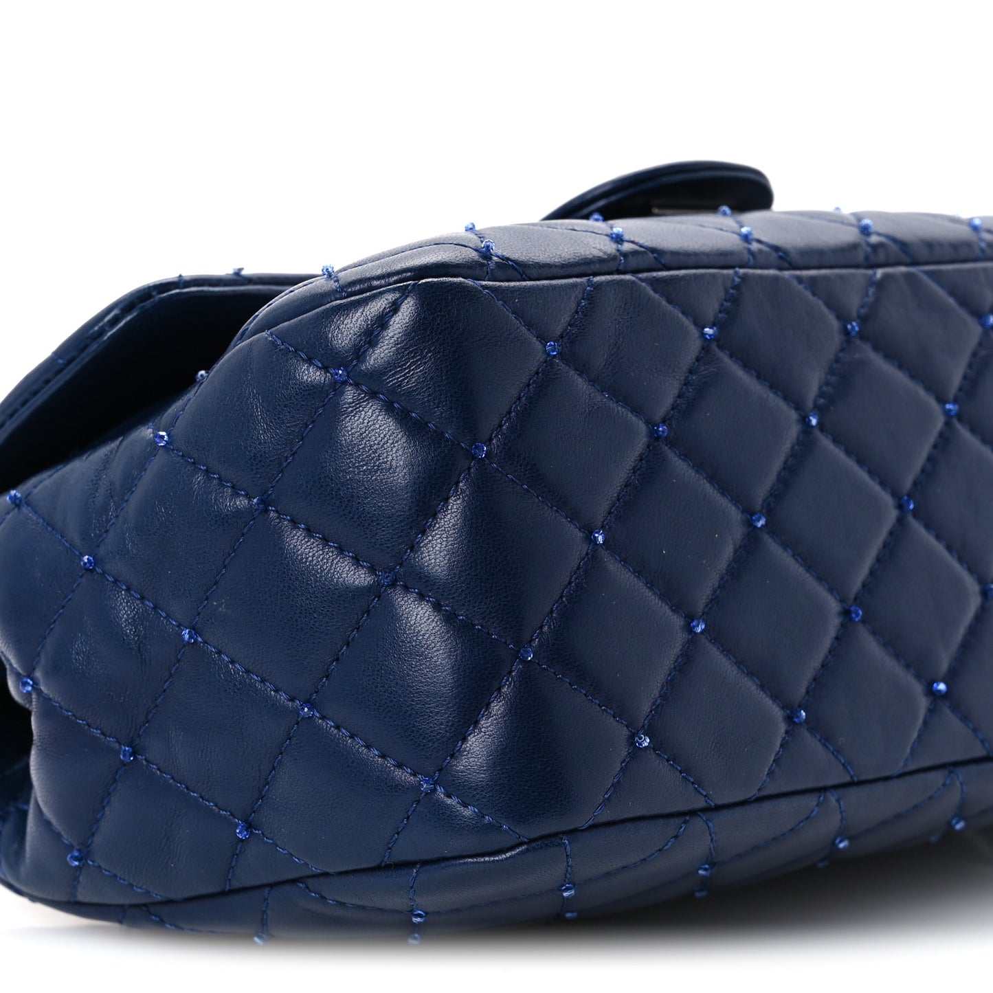 Lambskin Quilted Strass Flap Dark Blue