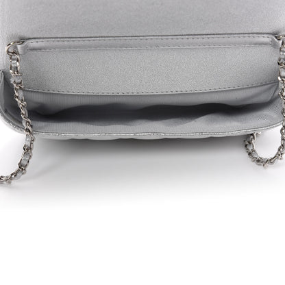 Chanel Metallic Lambskin Quilted Glasses Case With Chain Silver 5 of 12