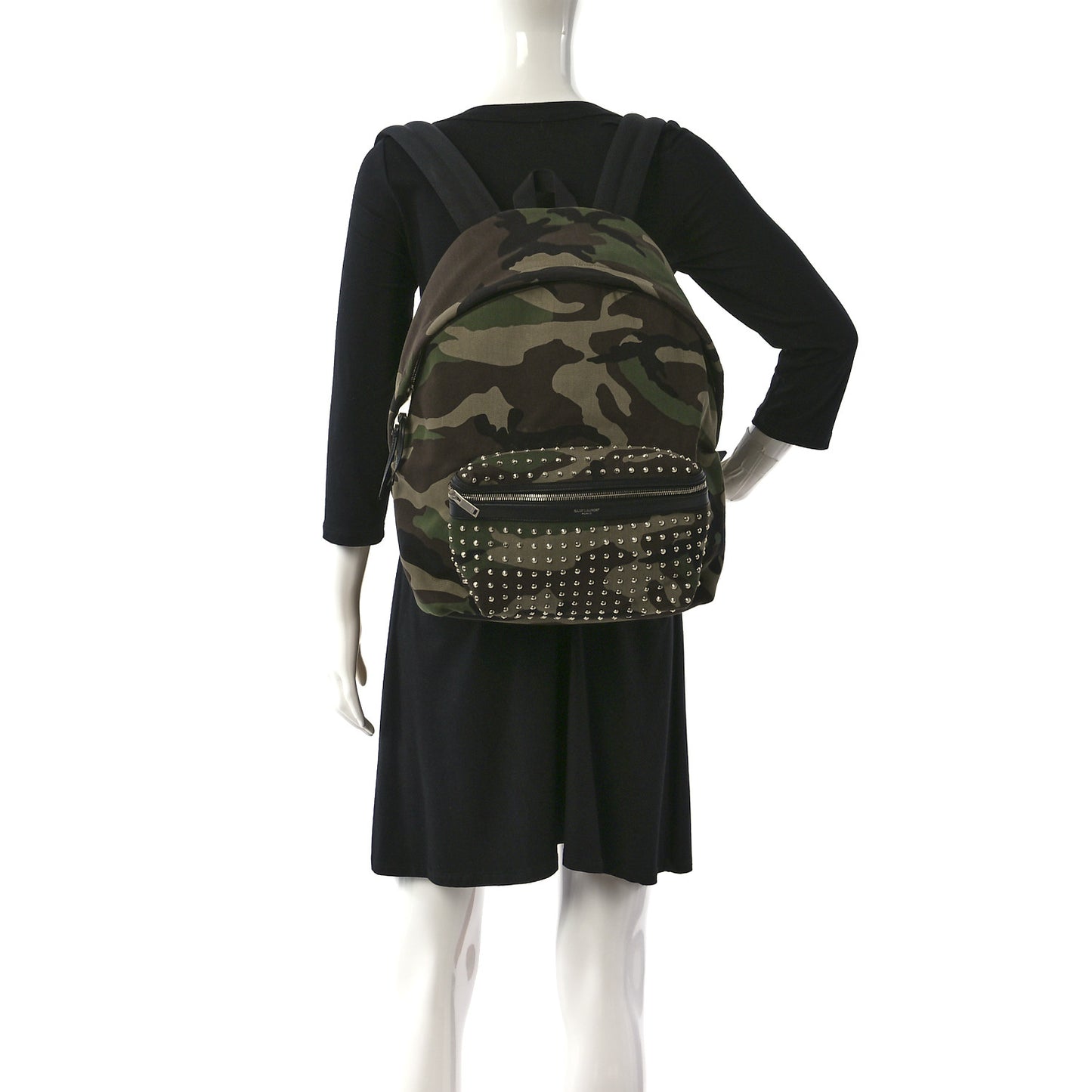 Canvas Camouflage Studded Hunting Backpack Green Black Brown