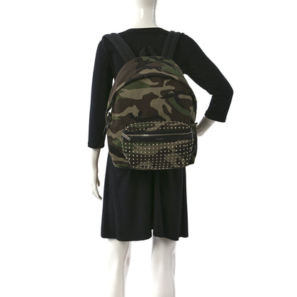 Saint Laurent Canvas Camouflage Studded Hunting Backpack Green Black Brown 3 of 8
