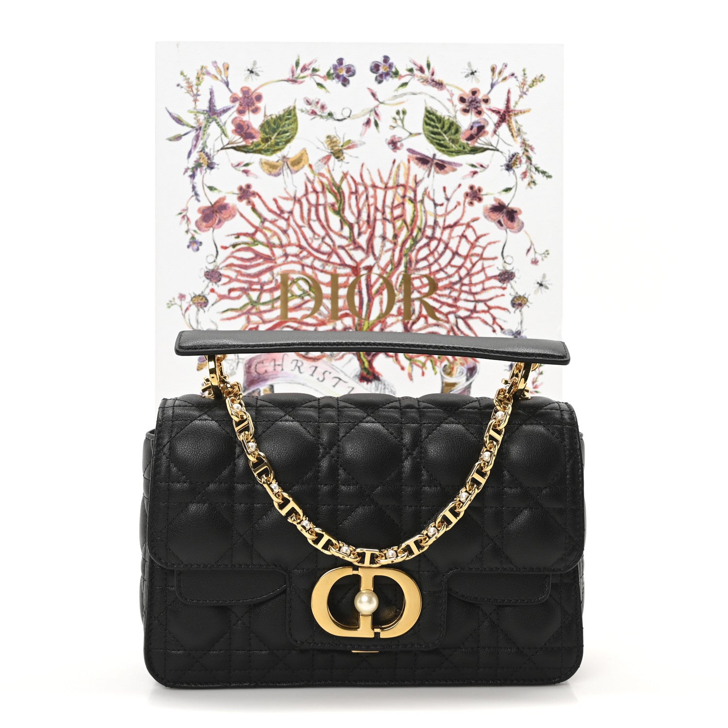 Christian Dior Calfskin Cannage Small Dior Jolie Top Handle Black 11 of 11