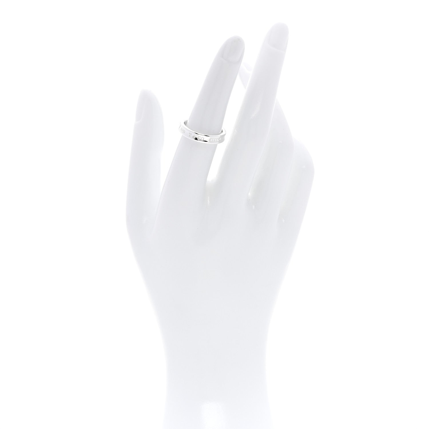 Tiffany Sterling Silver Narrow 1837 Band Ring 52 6 2 of 4
