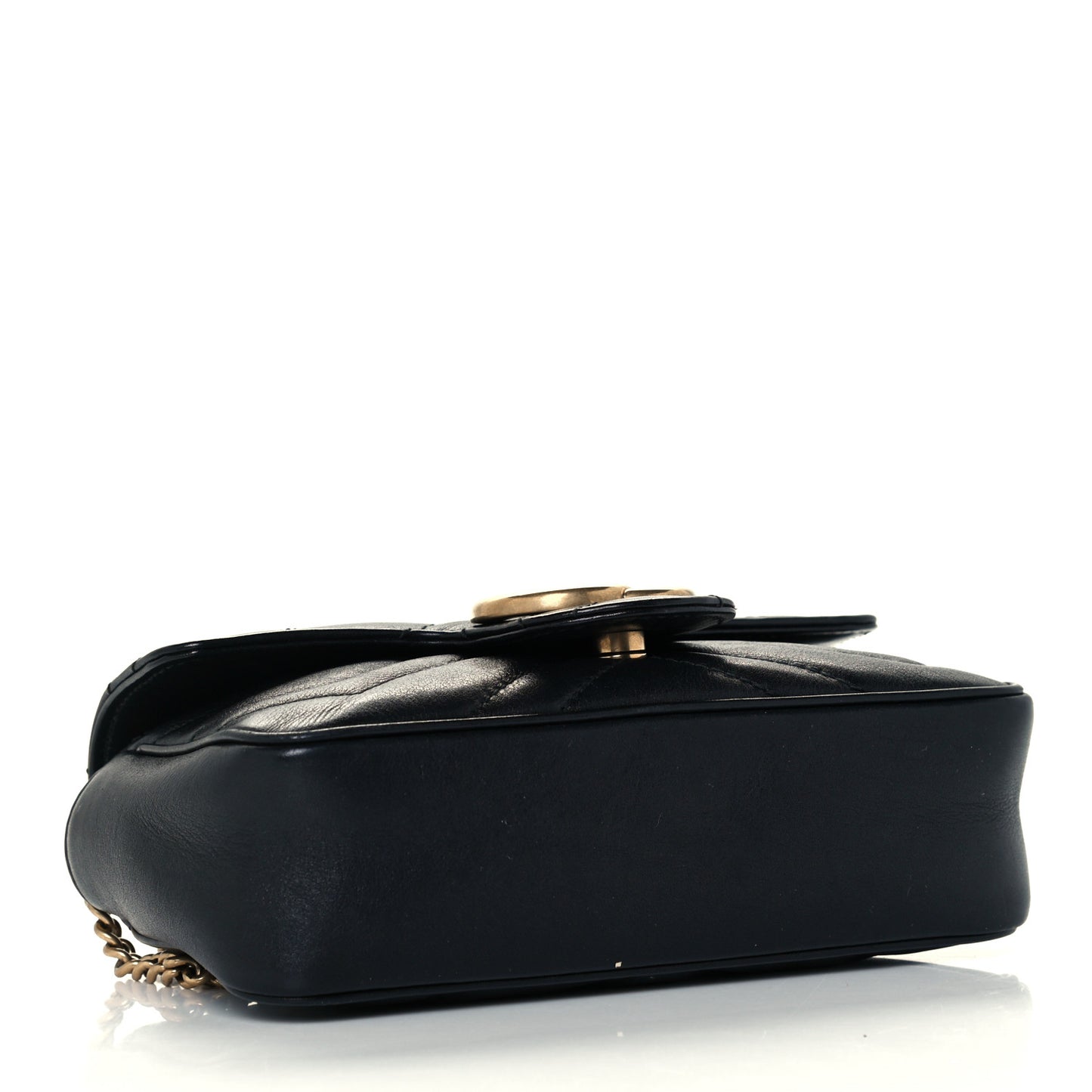 Calfskin Matelasse Super Mini GG Marmont Shoulder Bag Black