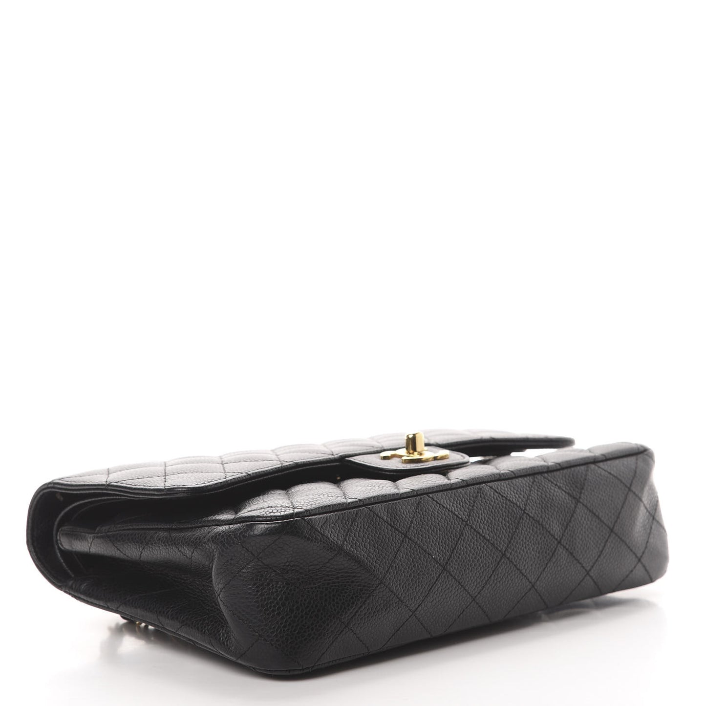 Caviar Quilted Medium Double Flap Black