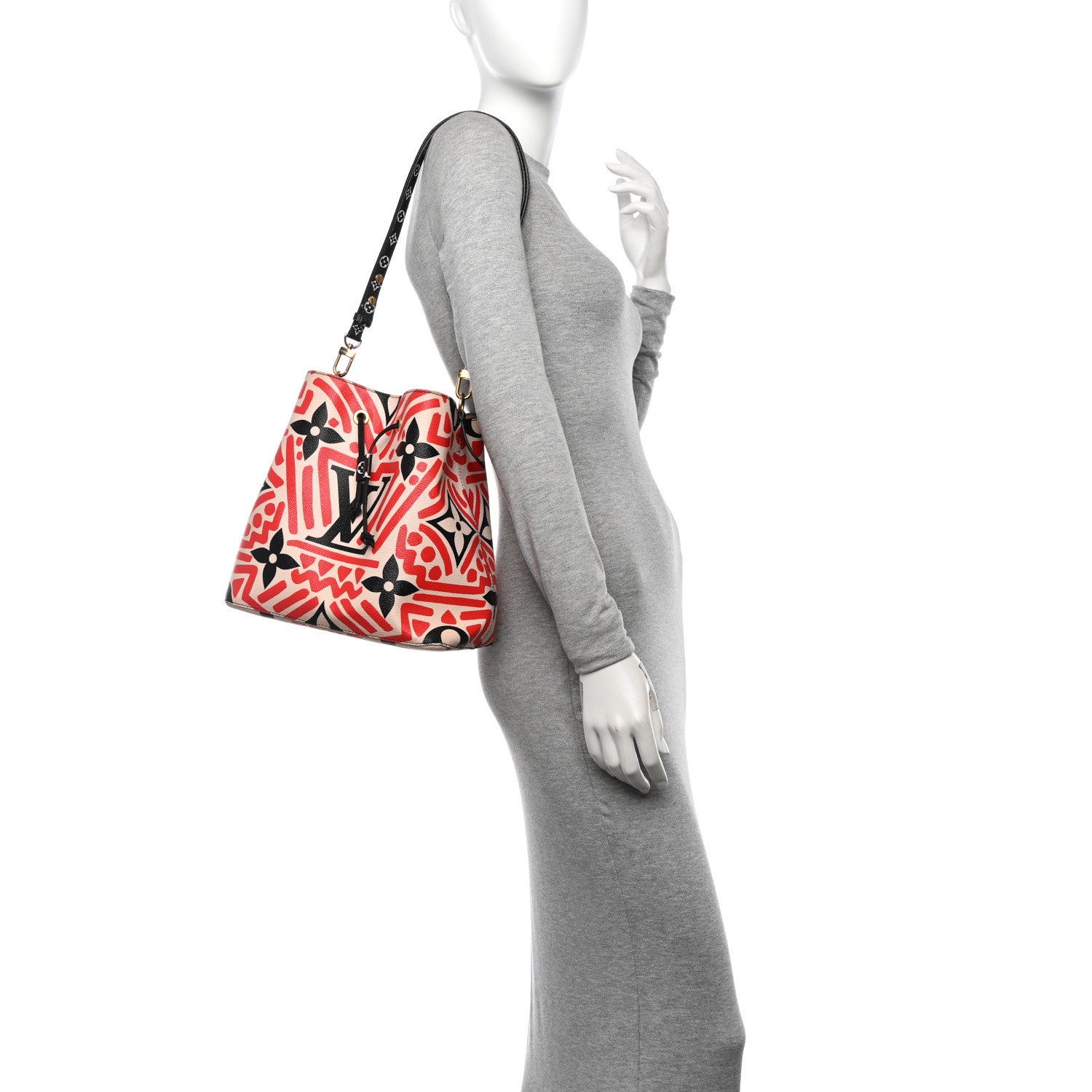 Louis Vuitton Monogram Giant Crafty NeoNoe MM Creme Rouge Black 2 of 12