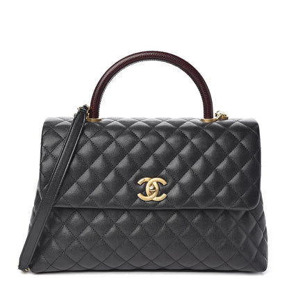 Chanel Caviar Lizard Quilted Medium Coco Handle Flap Black 1 of 11