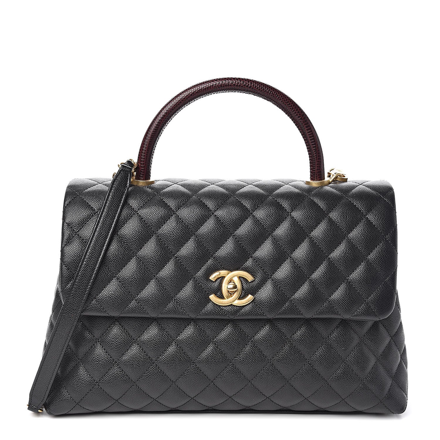 Chanel Caviar Lizard Quilted Medium Coco Handle Flap Black 1 of 11