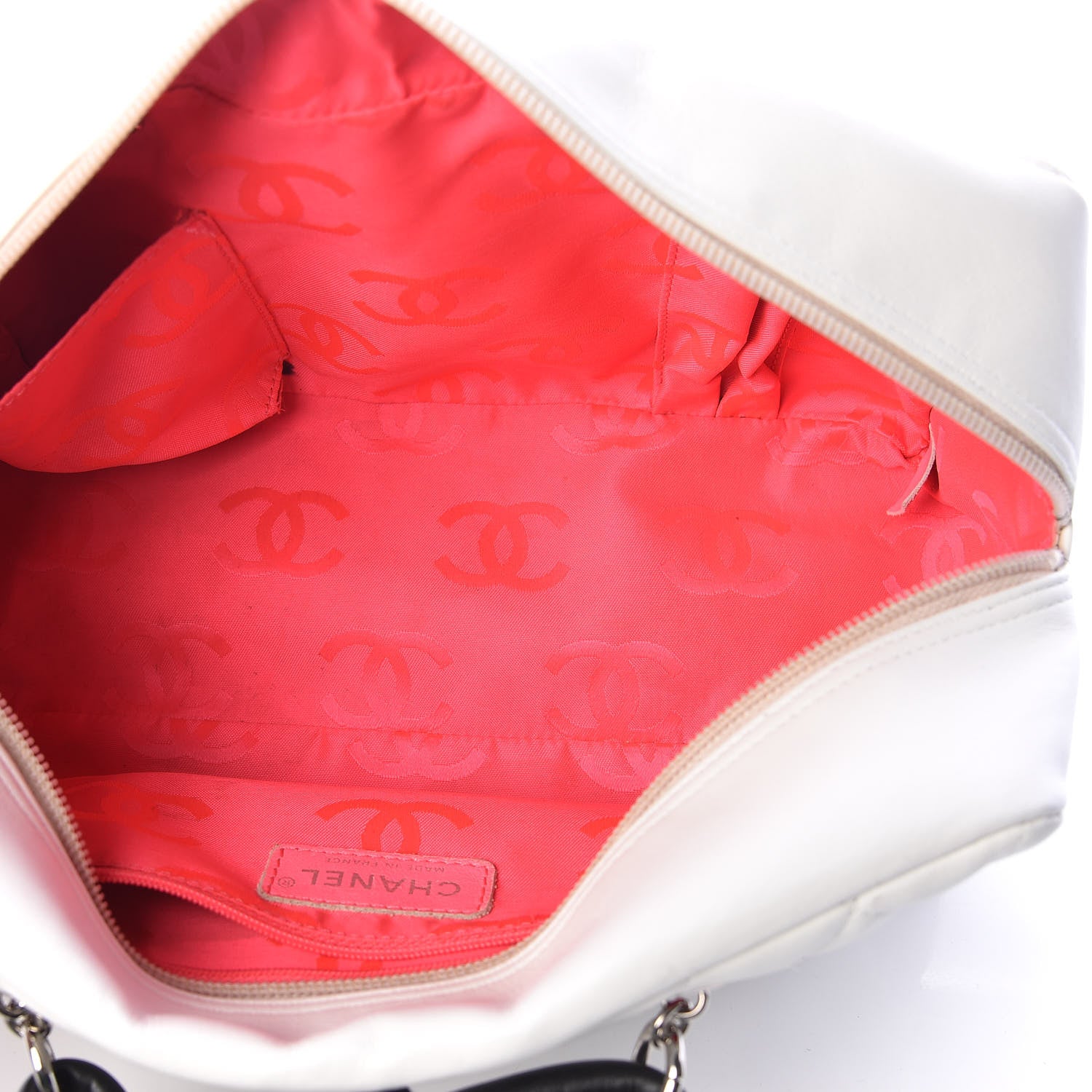 Chanel Calfskin Quilted Large Cambon Bowler White Black 5 of 10