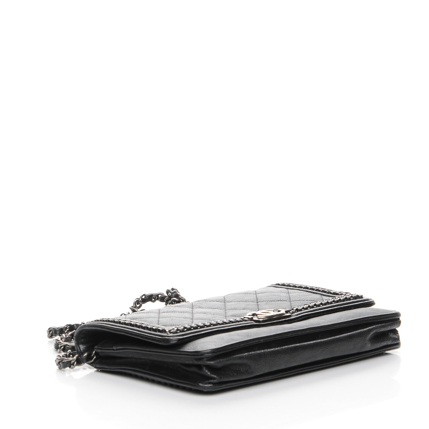 Chanel Calfskin Quilted Chain Around Boy Wallet On Chain WOC Black 4 of 10