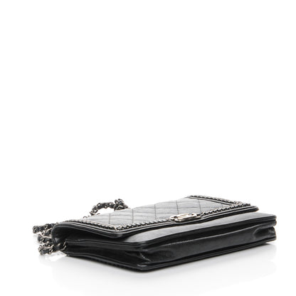 Chanel Calfskin Quilted Chain Around Boy Wallet On Chain WOC Black 4 of 10