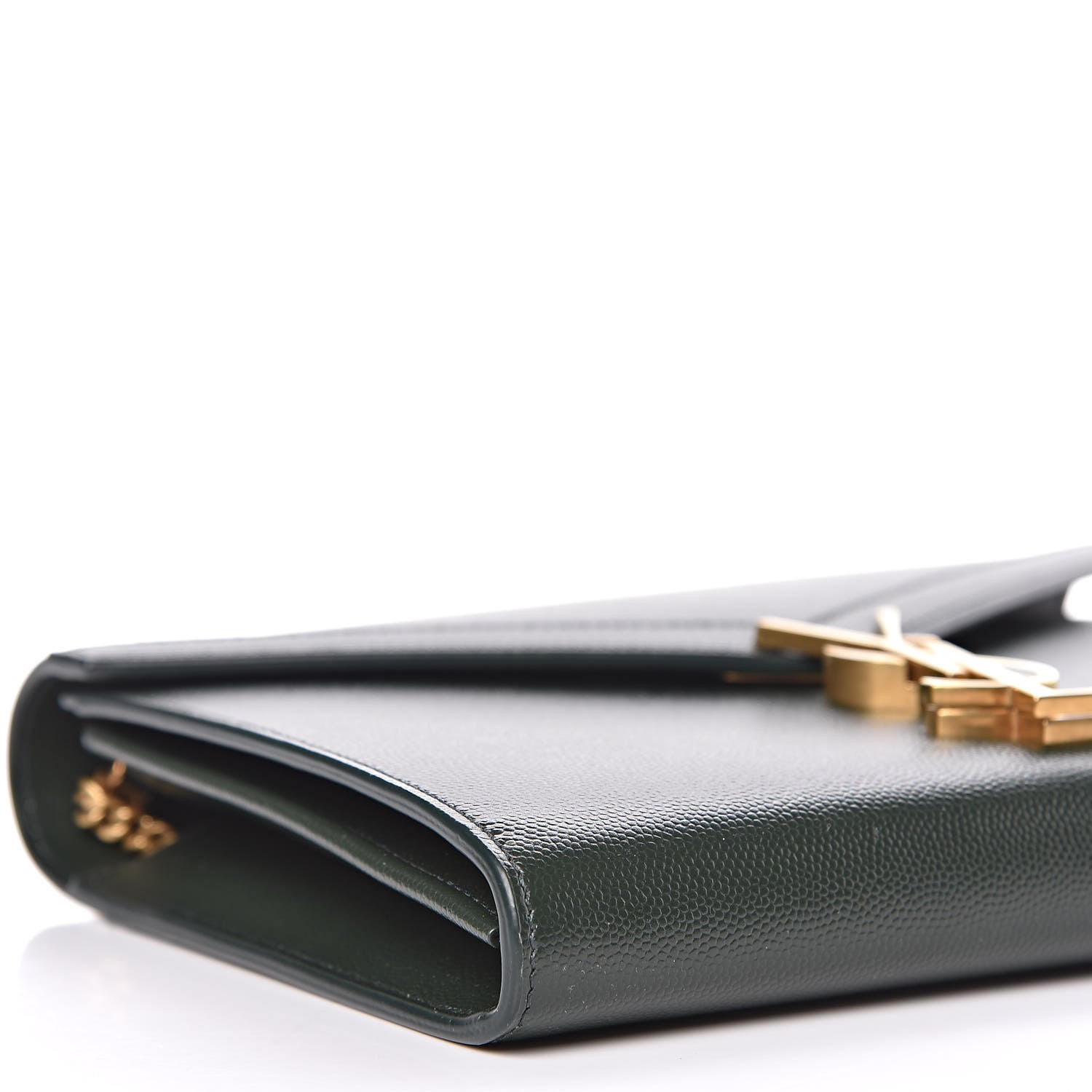 Saint Laurent Grain De Poudre Monogram Cassandra Chain Wallet Vert Fonce 8 of 9