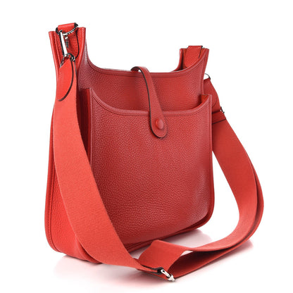 Hermes Taurillon Clemence Evelyne III PM Rouge Tomate 3 of 8