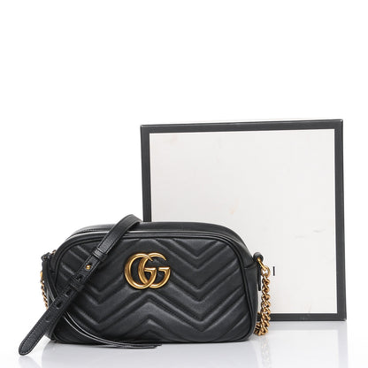 Gucci Calfskin Matelasse Small GG Marmont Chain Shoulder Bag Black 8 of 8