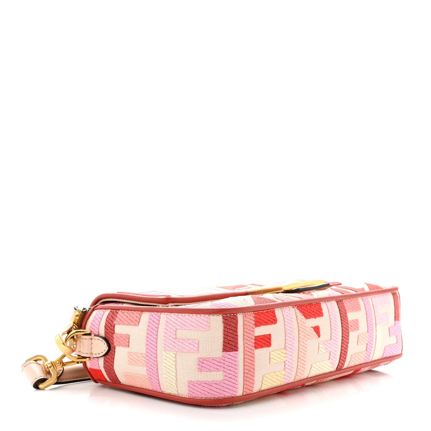 Fendi Canvas Vitello King FF Embroidered Baguette Rosa Quarzo Bloody Mary Multicolor 4 of 10