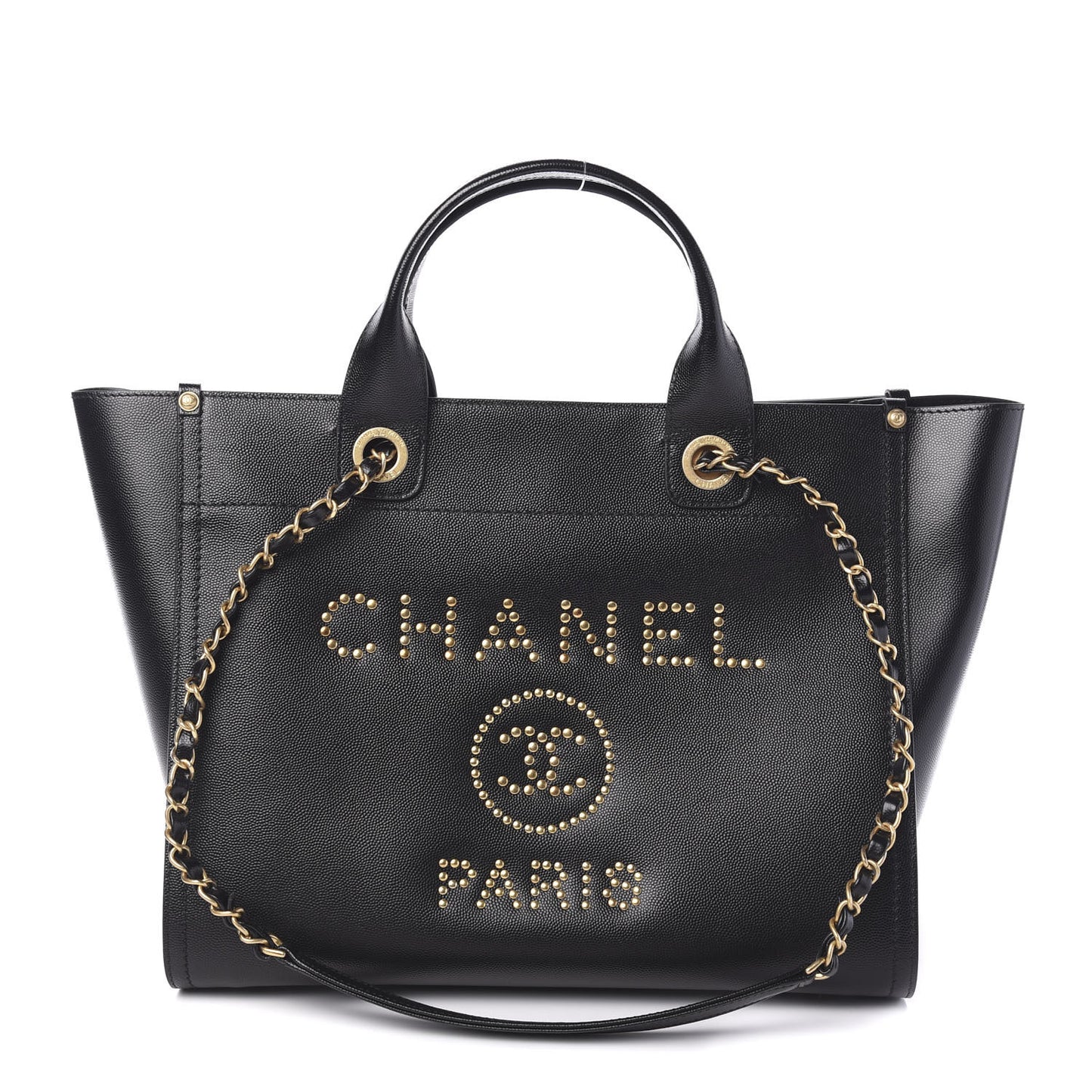 Caviar Small Studded Deauville Tote Black