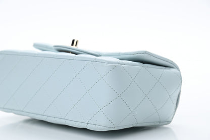 Chanel Lambskin Quilted Mini Top Handle Rectangular Flap Light Blue 9 of 11