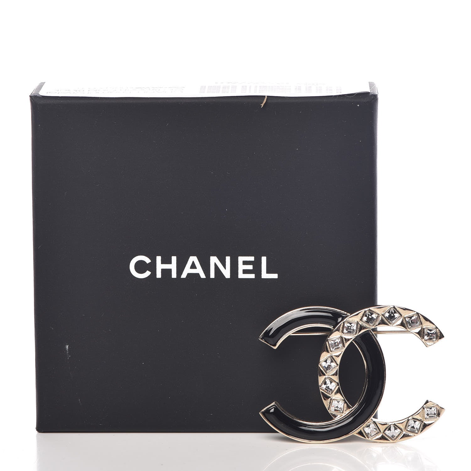 Chanel Enamel Crystal CC Brooch Gold Black 5 of 5
