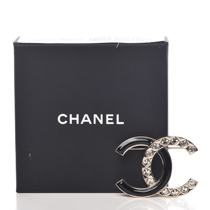 Chanel Enamel Crystal CC Brooch Gold Black 5 of 5