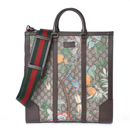 Gucci GG Supreme Monogram Tian Web Vertical Tote Beige Multicolor New Acero 1 of 9