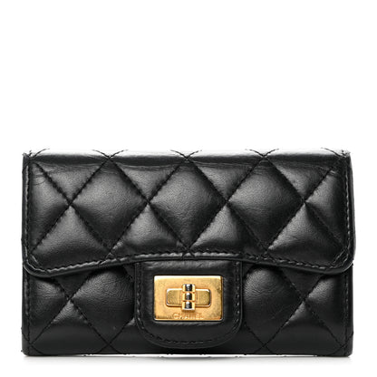 Chanel Aged Calfskin Quilted Reissue Flap Card Holder Black 1 of 11