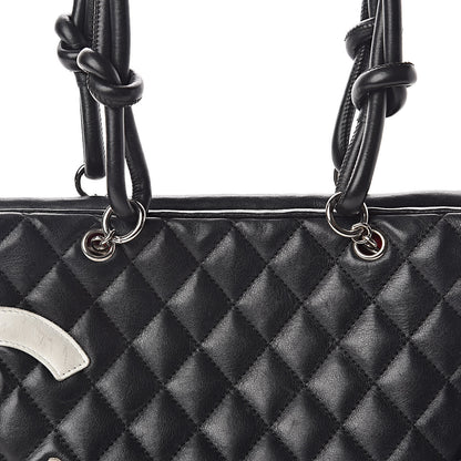 Chanel Calfskin Quilted Large Cambon Bowler Black White 11 of 11