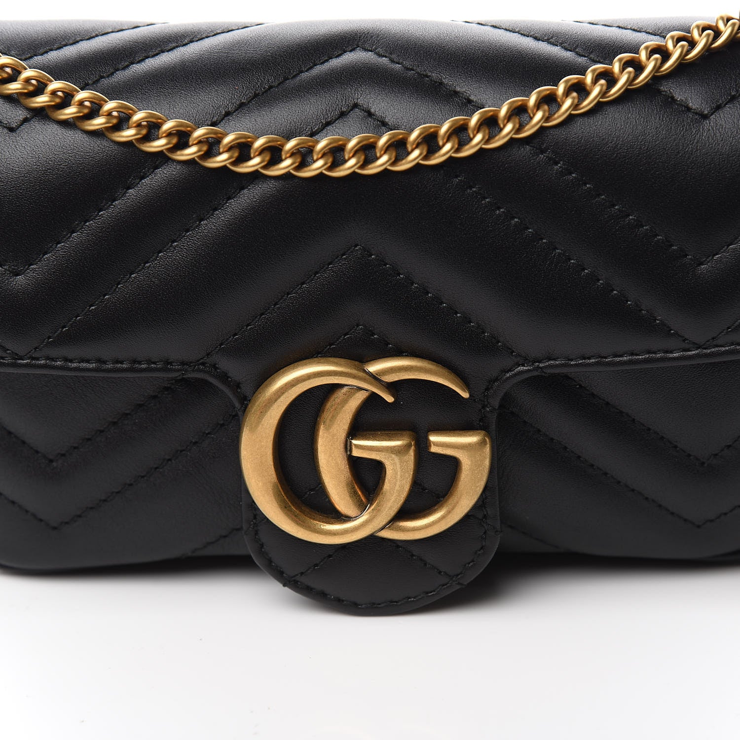Gucci Calfskin Matelasse Super Mini GG Marmont Shoulder Bag Black 7 of 10