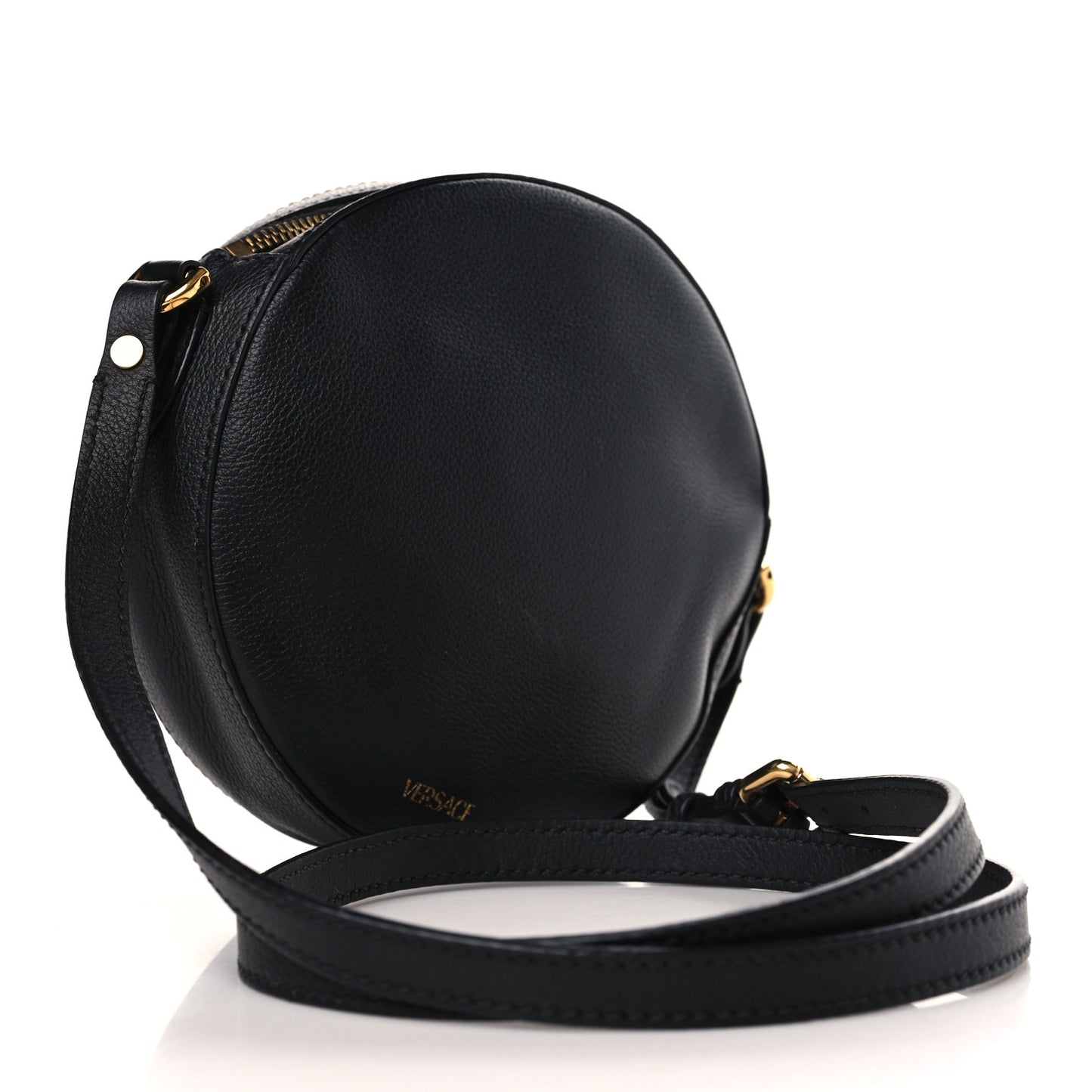 Calfskin La Medusa Round Camera Bag Black