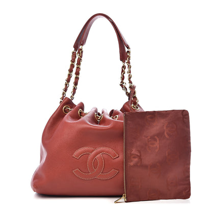 Chanel Grained Calfskin CC Drawstring Bucket Bag Red 1 of 11