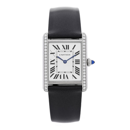 Cartier Stainless Steel Satin Diamond 25mm Must de Cartier Tank Quartz Watch 1 of 5