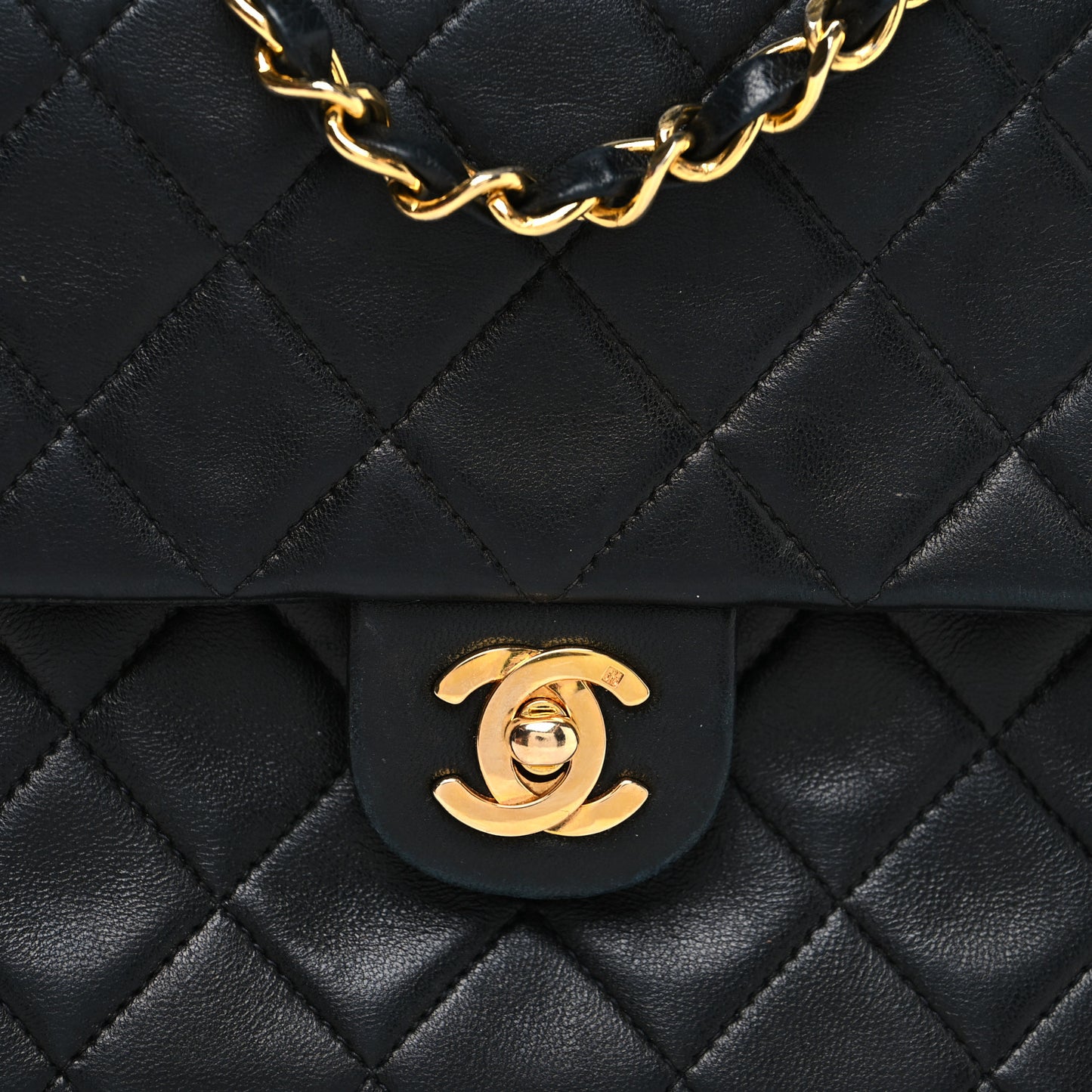 Lambskin Quilted Small Single Flap Black