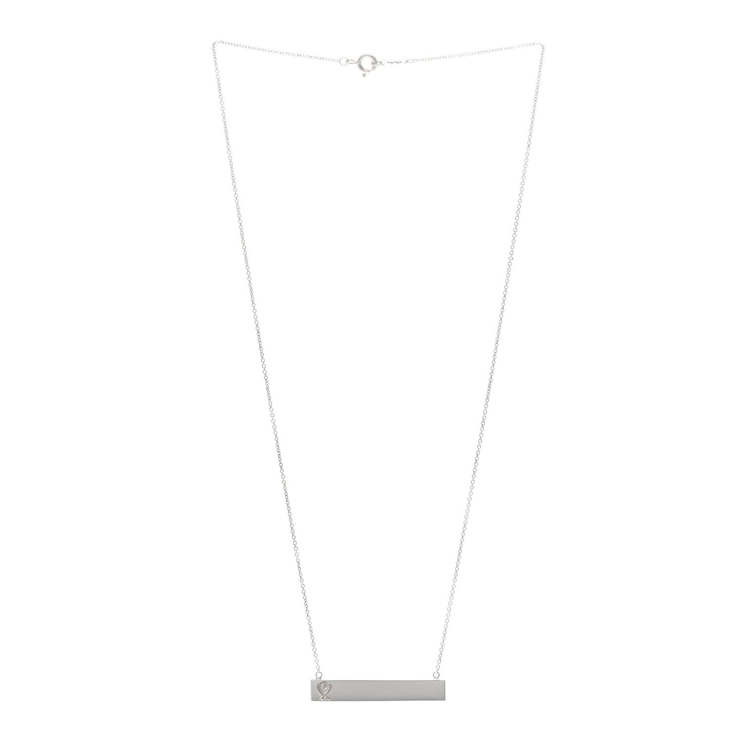 Tiffany Sterling Silver Paloma Picasso Loving Heart Bar Pendant Necklace 3 of 5