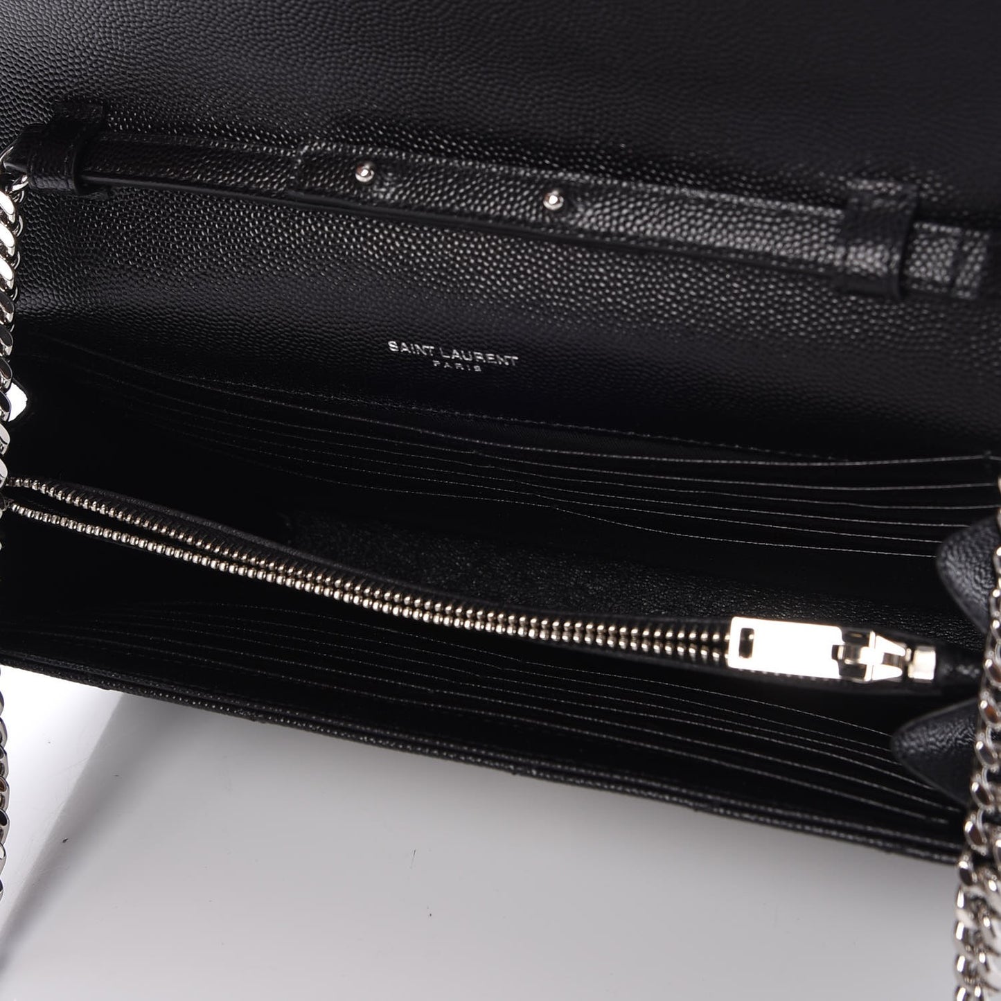 Grain De Poudre Matelasse Chevron Monogram Chain Wallet Black