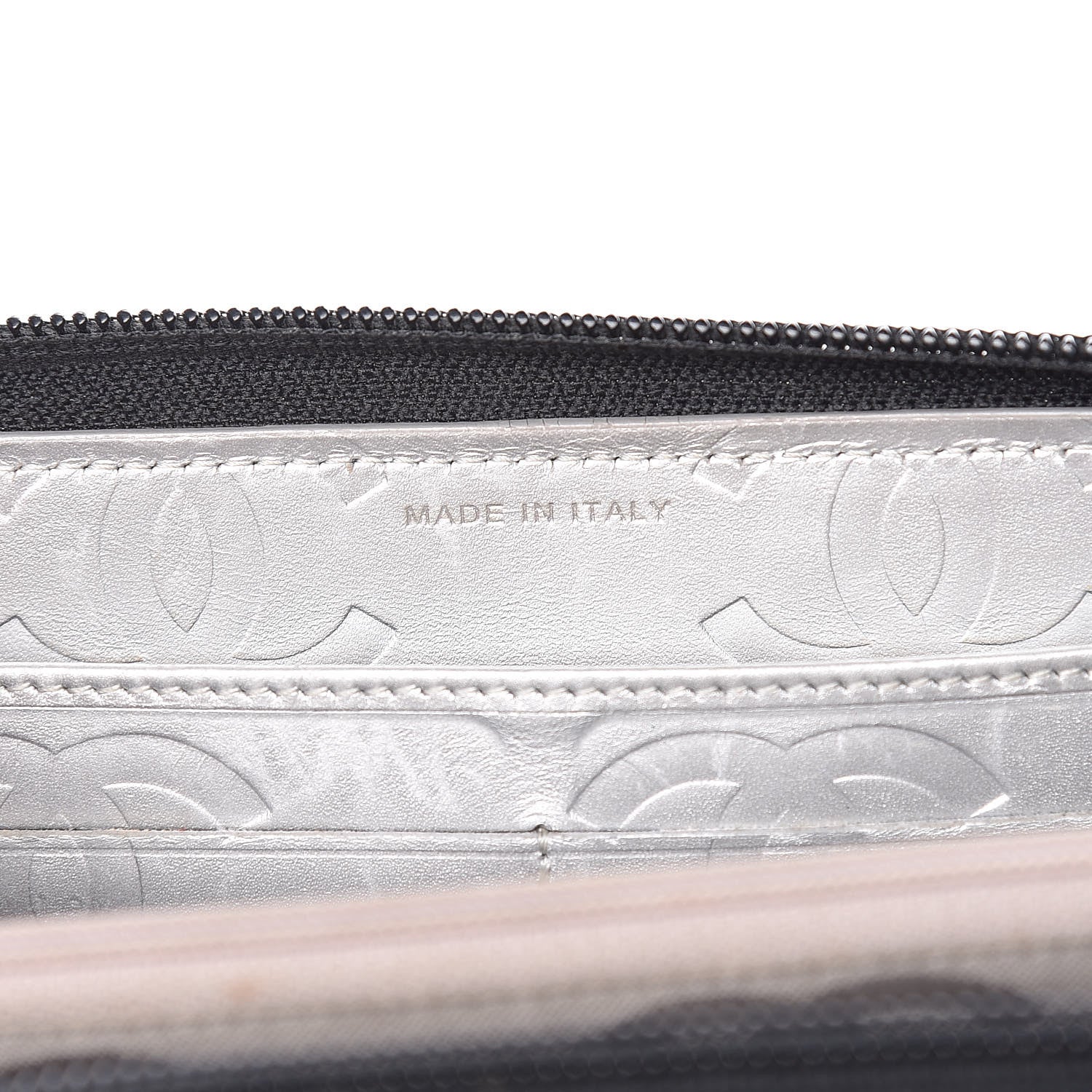 Chanel Calfskin Quilted Cambon Large Gusset Zip Around Wallet Black Silver 7 of 14