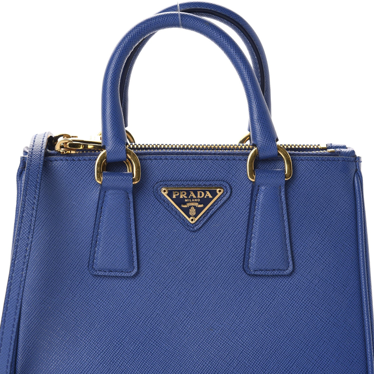 Prada Saffiano Micro Galleria Double Zip Tote Azzurro 9 of 9