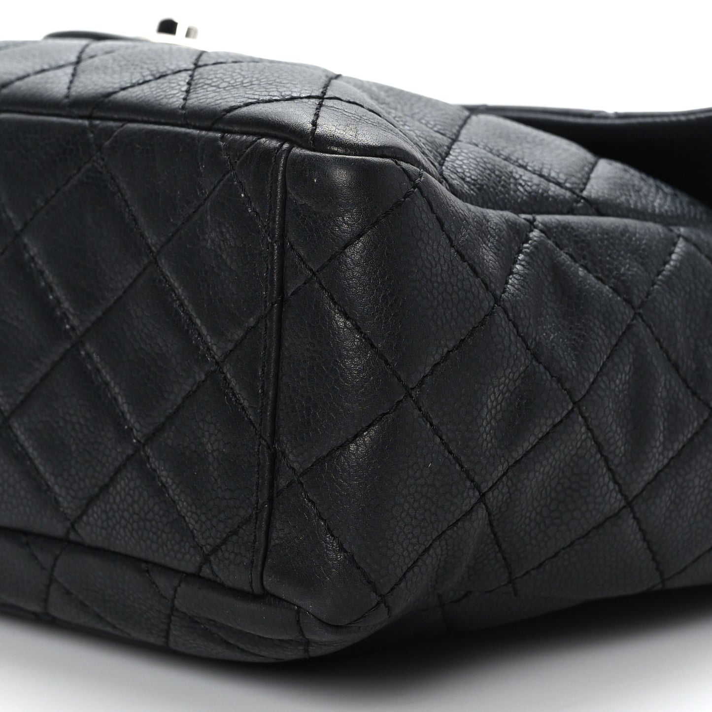Washed Caviar Quilted Maxi Single Flap Black