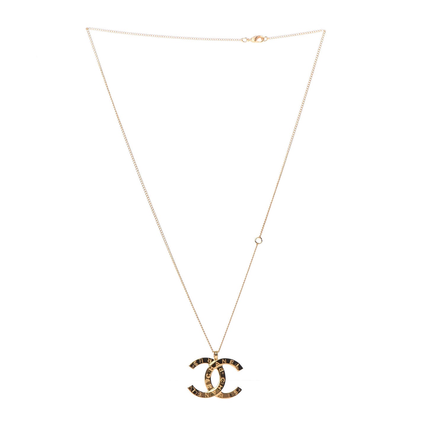 Metal CC Paris Button Necklace Gold