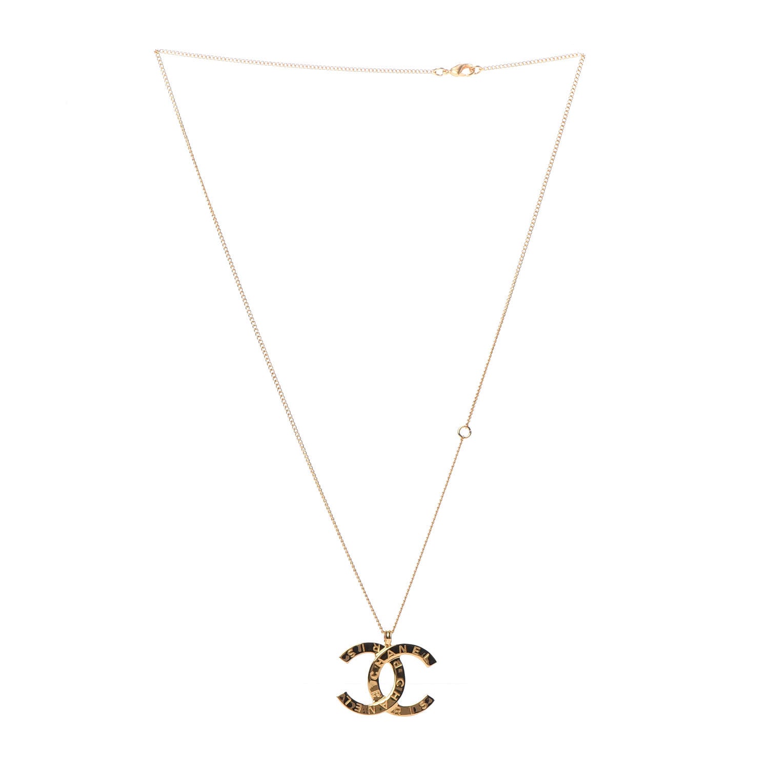 Chanel Metal CC Paris Button Necklace Gold 3 of 6
