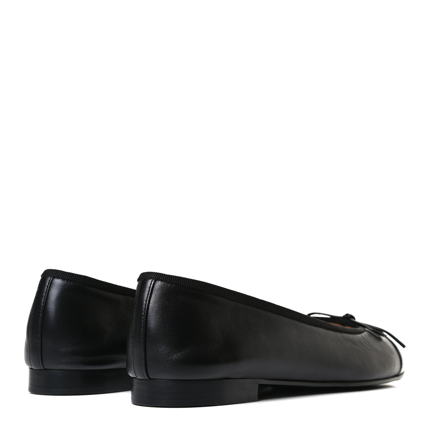Lambskin Patent Cap Toe Ballerina Flats 39.5 Black