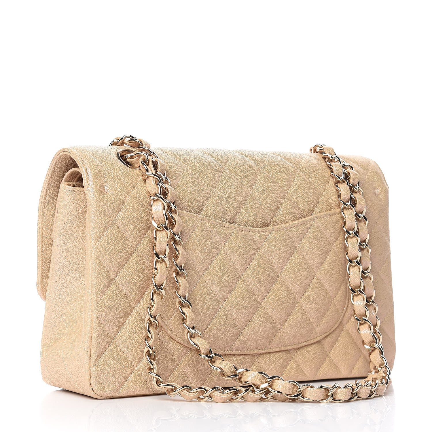 Chanel Iridescent Caviar Quilted Medium Double Flap Beige 4 of 11