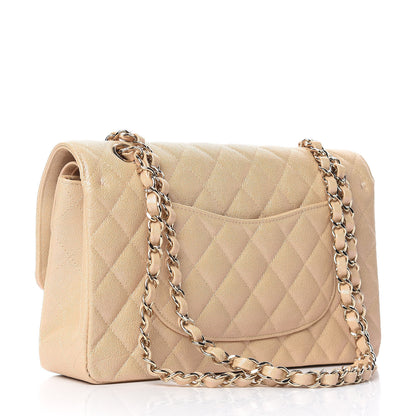 Chanel Iridescent Caviar Quilted Medium Double Flap Beige 4 of 11