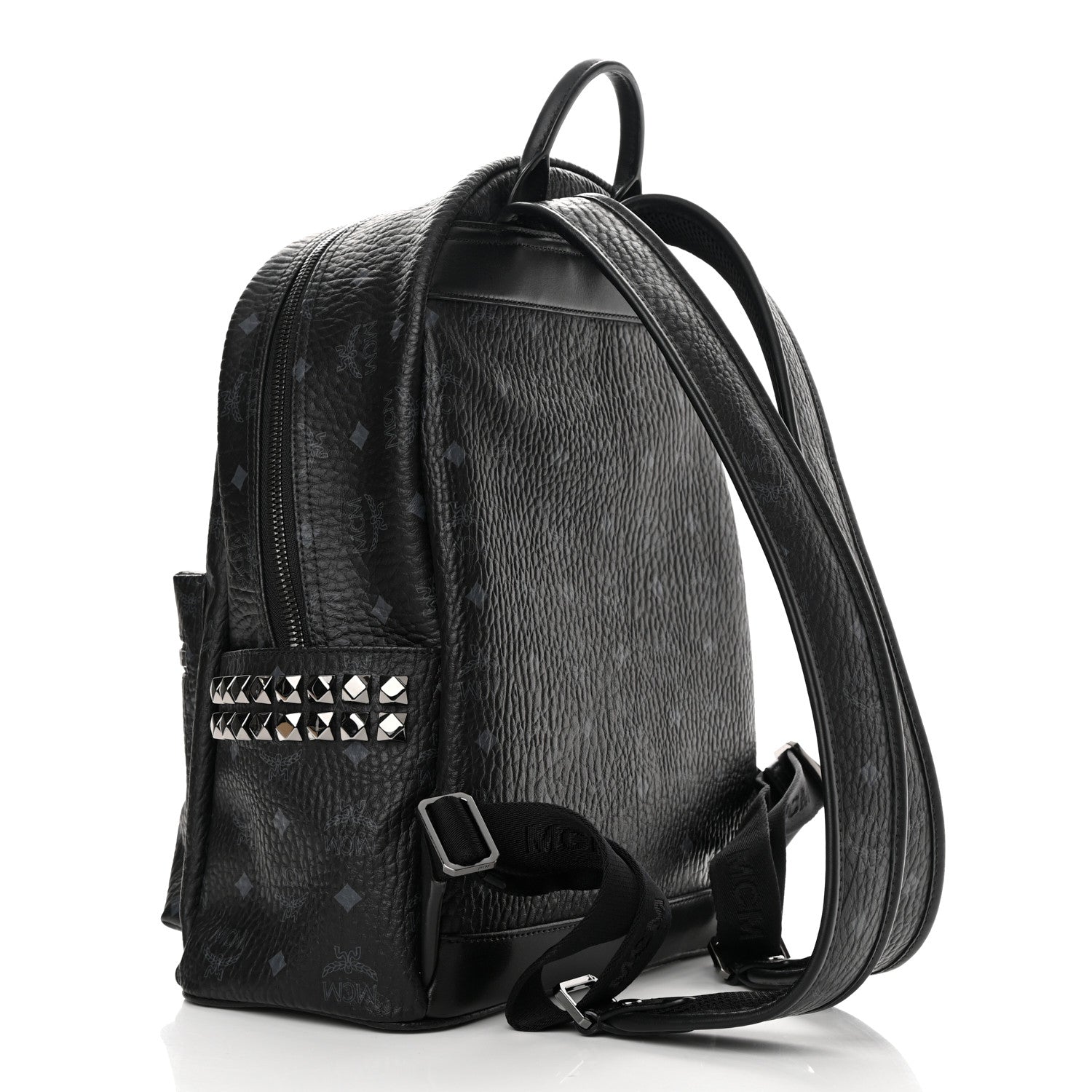 MCM Visetos Medium Side Studs Stark Backpack Black 3 of 10