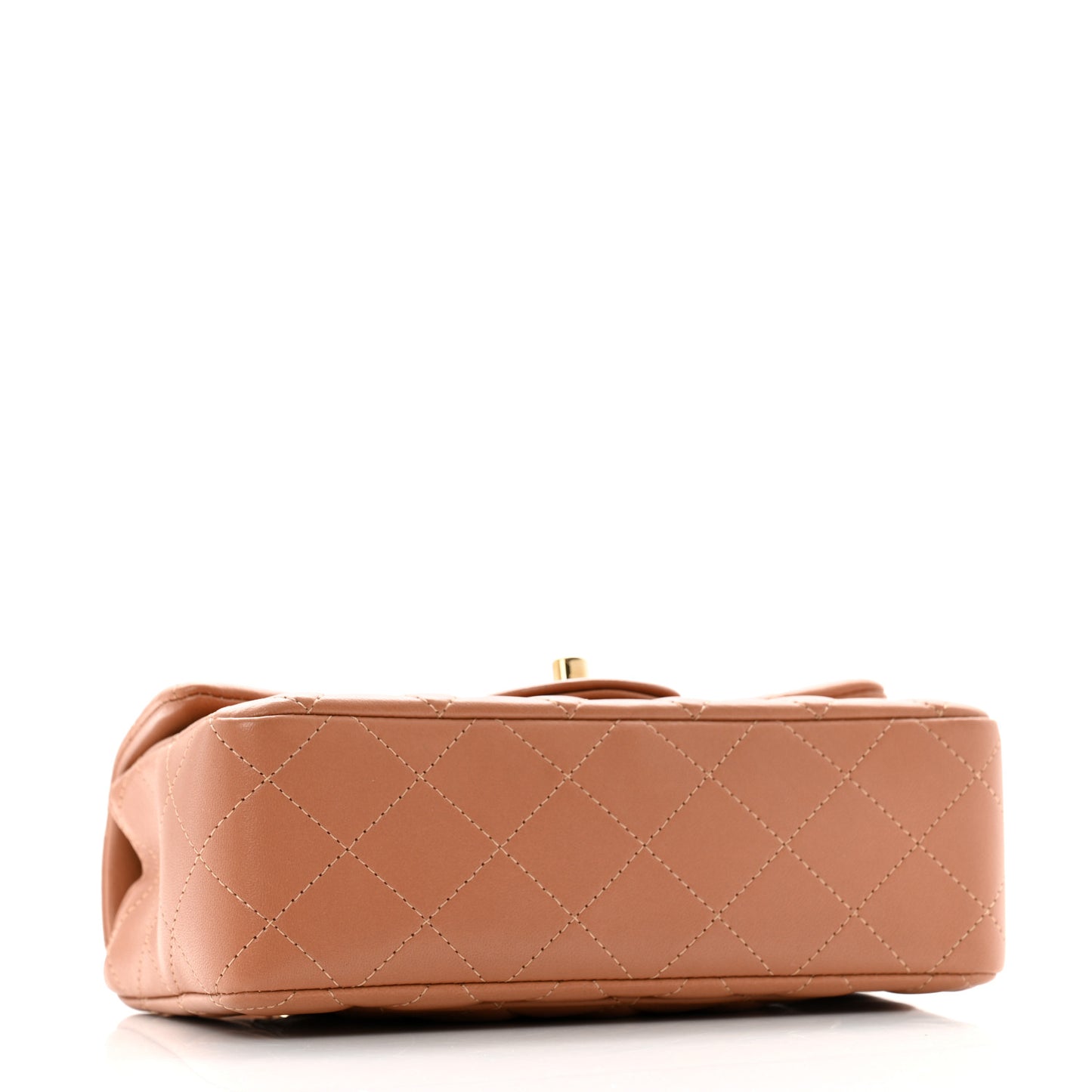 Lambskin Quilted Mini Rectangular Flap Brown