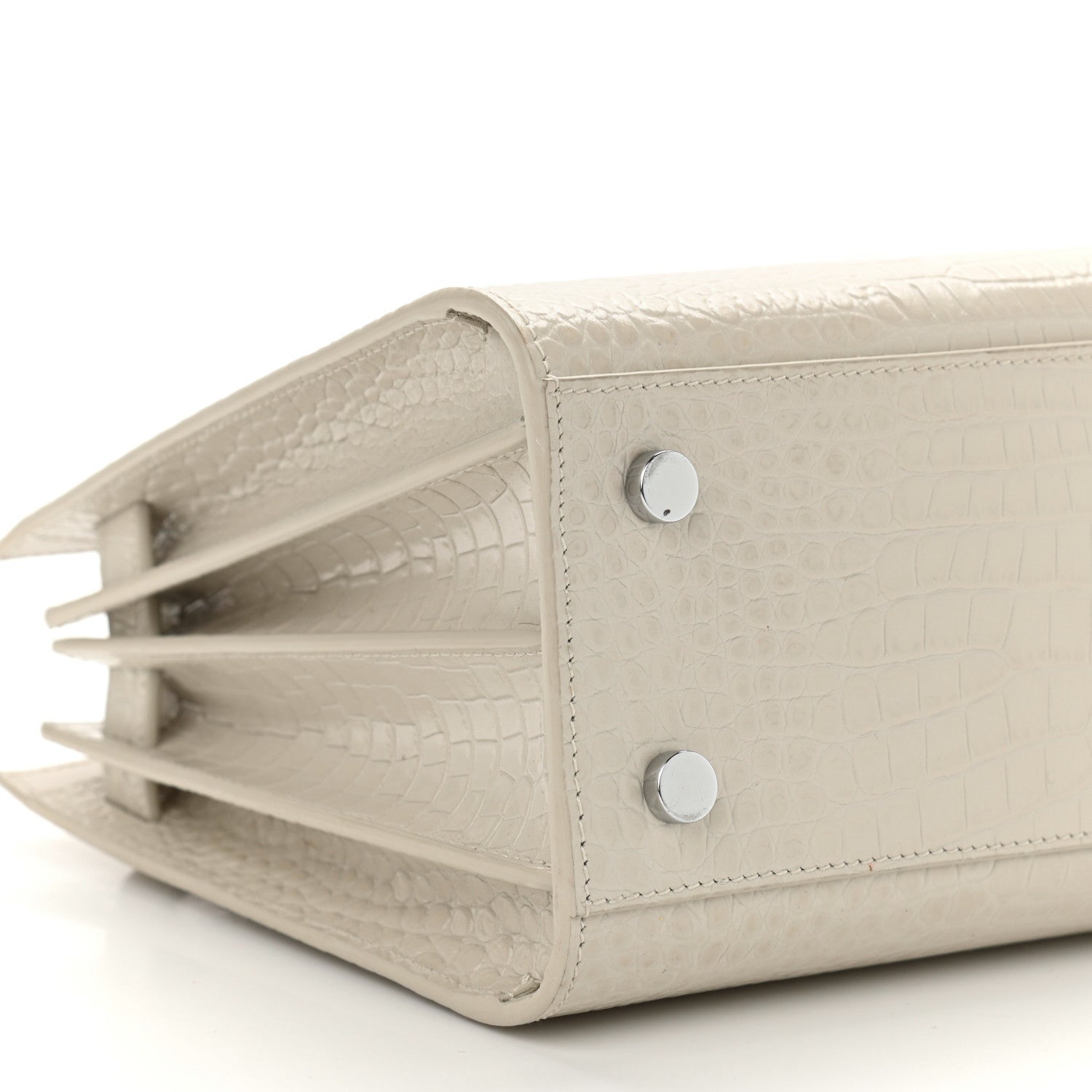 Saint Laurent Calfskin Crocodile Embossed Baby Sac De Jour Gris Perle 8 of 12