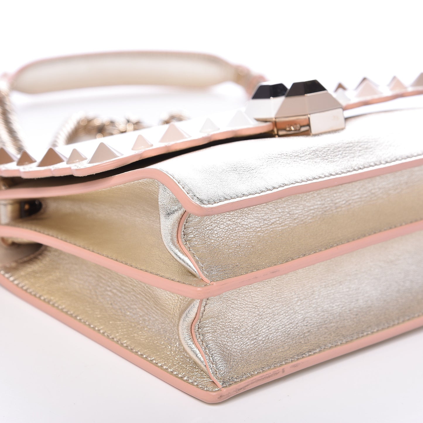 Vitello Catalan Mirror Scalloped Multi Studded Small Kan I Shoulder Bag Champagne