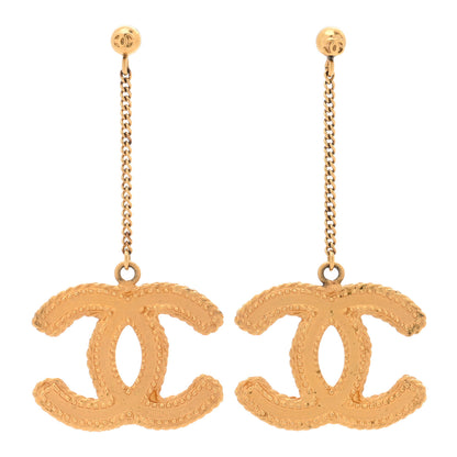 Chanel CC Drop Earrings Matte Gold 1 of 4