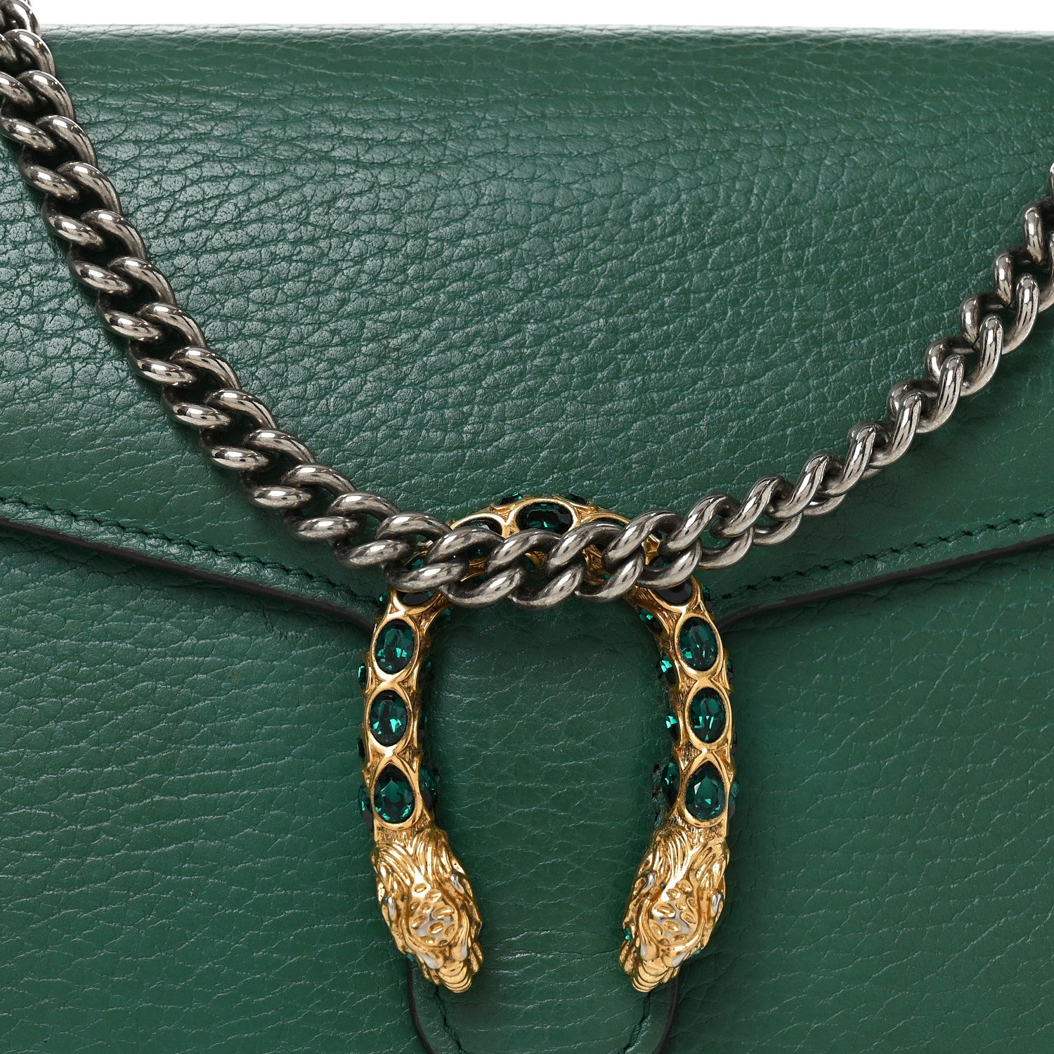 Gucci Calfskin Mini Dionysus Chain Wallet Emerald 8 of 10
