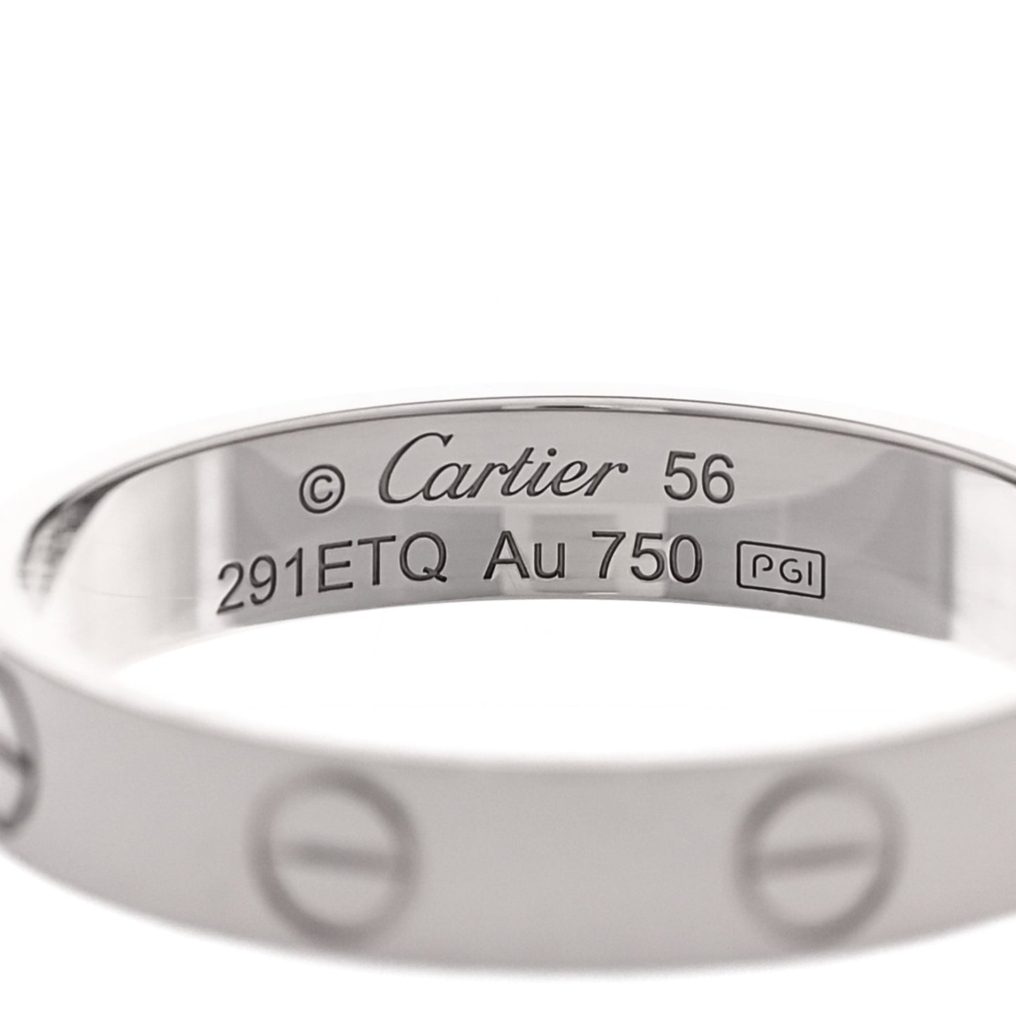 18K White Gold 3.5mm LOVE Wedding Band Ring 56 7.75